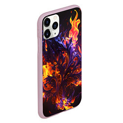 Чехол iPhone 11 Pro матовый Текстура огня, цвет: 3D-розовый — фото 2