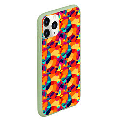 Чехол iPhone 11 Pro матовый Абстрактный узор из разноцветных окружностей, цвет: 3D-салатовый — фото 2