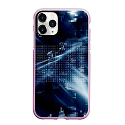 Чехол iPhone 11 Pro матовый Тёмно-ледяной фон и бесконечный код, цвет: 3D-розовый