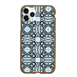 Чехол iPhone 11 Pro матовый Трилистник орнамент в круге, цвет: 3D-коричневый