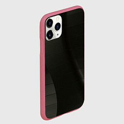 Чехол iPhone 11 Pro матовый Чёрные геометрические металлические листы, цвет: 3D-малиновый — фото 2