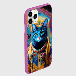 Чехол iPhone 11 Pro матовый Кот в космическом скафандре - нейросеть, цвет: 3D-фиолетовый — фото 2