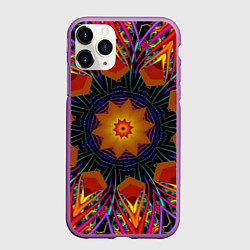 Чехол iPhone 11 Pro матовый Орнамент яркий Мандала, цвет: 3D-фиолетовый