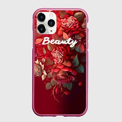 Чехол iPhone 11 Pro матовый Beauty Красота розы, цвет: 3D-малиновый