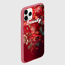 Чехол iPhone 11 Pro матовый Beauty Красота розы, цвет: 3D-малиновый — фото 2