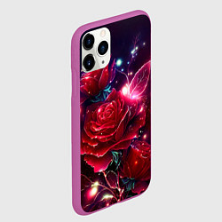 Чехол iPhone 11 Pro матовый Розы с огоньками, цвет: 3D-фиолетовый — фото 2