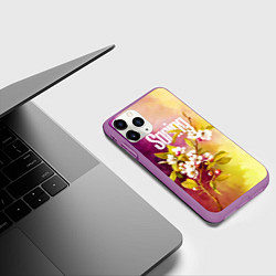 Чехол iPhone 11 Pro матовый Ветка цветущей яблони акварель, цвет: 3D-фиолетовый — фото 2