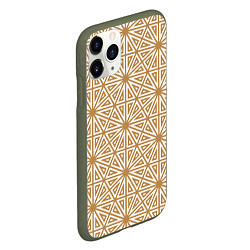 Чехол iPhone 11 Pro матовый Абстрактный лучевой золотистый паттерн, цвет: 3D-темно-зеленый — фото 2