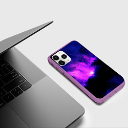 Чехол iPhone 11 Pro матовый Неоновый туманный космос, цвет: 3D-фиолетовый — фото 2
