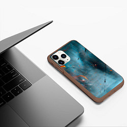 Чехол iPhone 11 Pro матовый Абстрактный синий туман, силуэты и краски, цвет: 3D-коричневый — фото 2