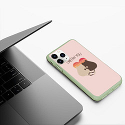 Чехол iPhone 11 Pro матовый Кошачье счастье, цвет: 3D-салатовый — фото 2