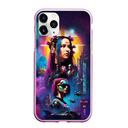 Чехол iPhone 11 Pro матовый Cyberpunk - neural network, цвет: 3D-розовый