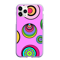 Чехол iPhone 11 Pro матовый Разноцветные круги, цвет: 3D-светло-сиреневый