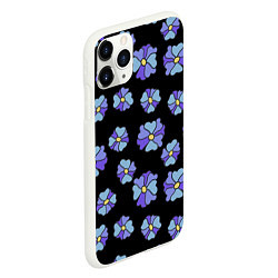 Чехол iPhone 11 Pro матовый Дудл цветы на черном - паттерн, цвет: 3D-белый — фото 2
