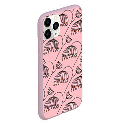Чехол iPhone 11 Pro матовый Цветы в стиле бохо на пудрово-розовом фоне, цвет: 3D-розовый — фото 2
