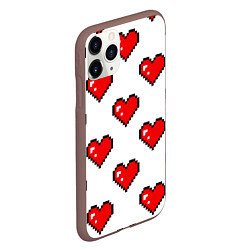 Чехол iPhone 11 Pro матовый Сердца в стиле пиксель-арт, цвет: 3D-коричневый — фото 2