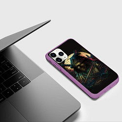 Чехол iPhone 11 Pro матовый Ночной самурай, цвет: 3D-фиолетовый — фото 2
