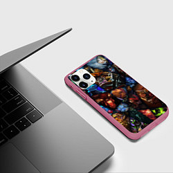 Чехол iPhone 11 Pro матовый Мозаика персонажи Dota 2, цвет: 3D-малиновый — фото 2