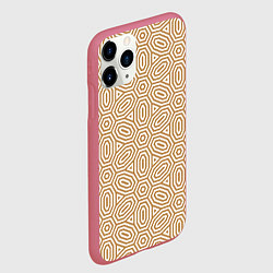 Чехол iPhone 11 Pro матовый Абстрактно-овально бежевый паттерн, цвет: 3D-малиновый — фото 2