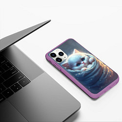 Чехол iPhone 11 Pro матовый Котик в мешке, цвет: 3D-фиолетовый — фото 2