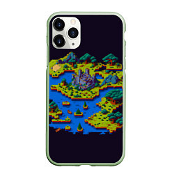 Чехол iPhone 11 Pro матовый Пиксельный остров и замок, цвет: 3D-салатовый
