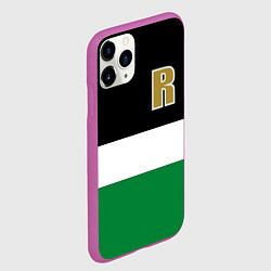 Чехол iPhone 11 Pro матовый Буква R цветные полосы, цвет: 3D-фиолетовый — фото 2
