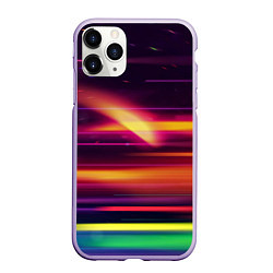 Чехол iPhone 11 Pro матовый Радужные световые полосы, цвет: 3D-светло-сиреневый