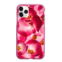 Чехол iPhone 11 Pro матовый Цветы бегония текстура, цвет: 3D-малиновый