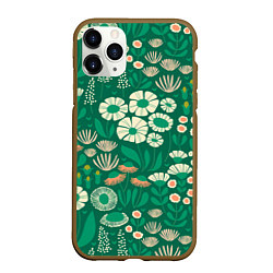 Чехол iPhone 11 Pro матовый Поле цветов, цвет: 3D-коричневый