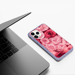 Чехол iPhone 11 Pro матовый Чайная пыльная роза - нежно розовый цветок, цвет: 3D-светло-сиреневый — фото 2