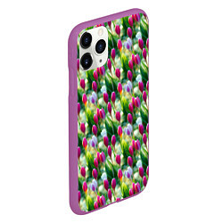Чехол iPhone 11 Pro матовый Весенние тюльпаны и подснежники, цвет: 3D-фиолетовый — фото 2
