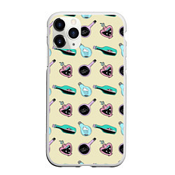 Чехол iPhone 11 Pro матовый Бутылочки в стиле 90-х - паттерн, цвет: 3D-белый