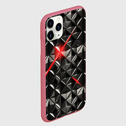 Чехол iPhone 11 Pro матовый Металлические плитки, цвет: 3D-малиновый — фото 2