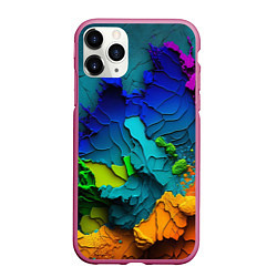 Чехол iPhone 11 Pro матовый Взрыв красок, цвет: 3D-малиновый