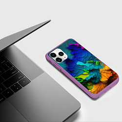 Чехол iPhone 11 Pro матовый Взрыв красок, цвет: 3D-фиолетовый — фото 2