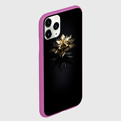 Чехол iPhone 11 Pro матовый Геометрическая золотая лилия, цвет: 3D-фиолетовый — фото 2
