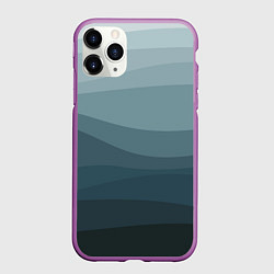 Чехол iPhone 11 Pro матовый Бирюзовые волны, цвет: 3D-фиолетовый
