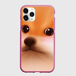 Чехол iPhone 11 Pro матовый Милый доге мем, цвет: 3D-малиновый