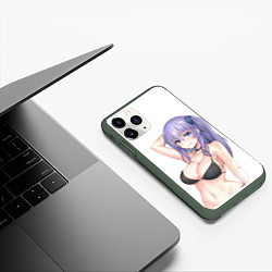 Чехол iPhone 11 Pro матовый Waifu in swimsuit, цвет: 3D-темно-зеленый — фото 2