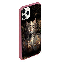 Чехол iPhone 11 Pro матовый Кот в доспехах, цвет: 3D-малиновый — фото 2