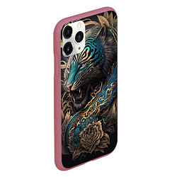 Чехол iPhone 11 Pro матовый Тигр Irezumi, цвет: 3D-малиновый — фото 2