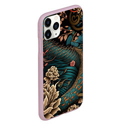 Чехол iPhone 11 Pro матовый Японский змей Irezumi, цвет: 3D-розовый — фото 2