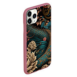 Чехол iPhone 11 Pro матовый Японский змей Irezumi, цвет: 3D-малиновый — фото 2