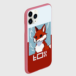 Чехол iPhone 11 Pro матовый Пиксельная лиса с надписью fox, цвет: 3D-малиновый — фото 2