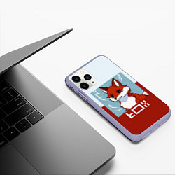 Чехол iPhone 11 Pro матовый Пиксельная лиса с надписью fox, цвет: 3D-светло-сиреневый — фото 2
