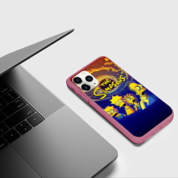 Чехол iPhone 11 Pro матовый Черная дыра и Симпсоны, цвет: 3D-малиновый — фото 2