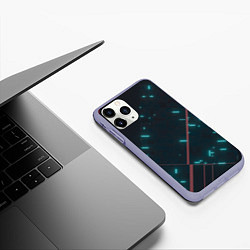 Чехол iPhone 11 Pro матовый Неоновые линии в полной темноте, цвет: 3D-светло-сиреневый — фото 2