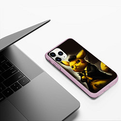 Чехол iPhone 11 Pro матовый Пикачу в строгом костюме, цвет: 3D-розовый — фото 2