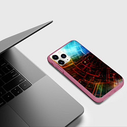 Чехол iPhone 11 Pro матовый Геометрия в космосе, цвет: 3D-малиновый — фото 2