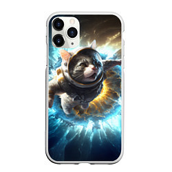 Чехол iPhone 11 Pro матовый Кот космонавт и взрыв звезды